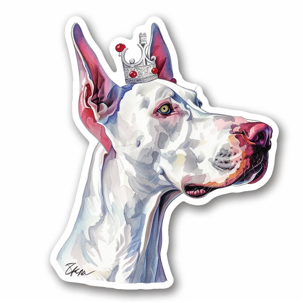 Great Dane Dog crowned majestic Expressive surreal Vinyl Decal Sticker for Car, Laptop, Tumbler and more # F017795