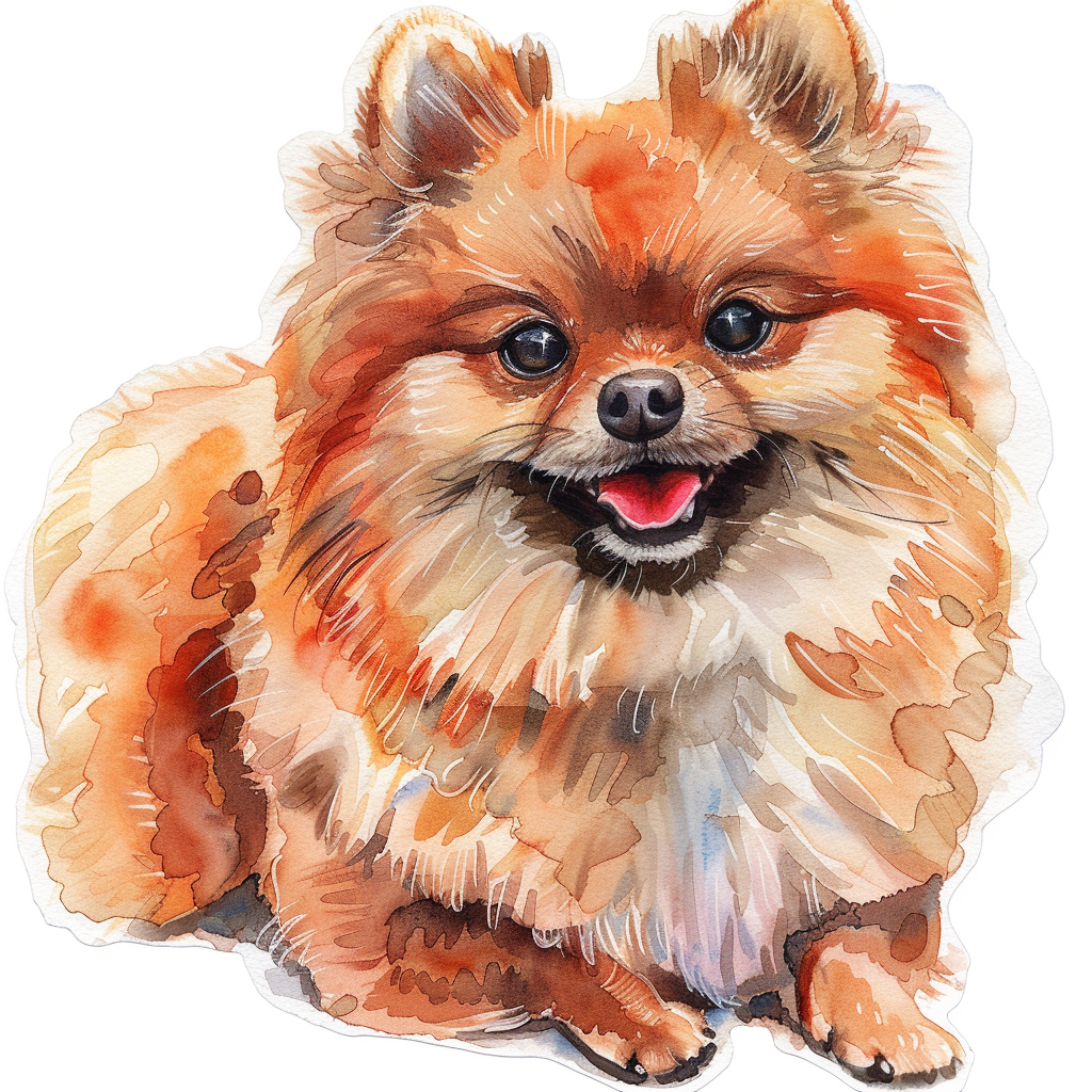 Pomeranian Dog watercolor Expressive surreal Vinyl Decal Sticker for Car, Laptop, Tumbler and more # F018001