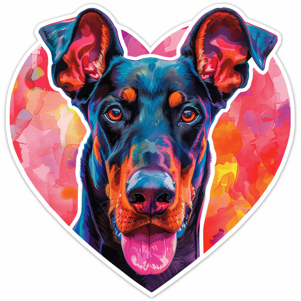 Doberman Pinscher Dog majestic Expressive surreal Vinyl Decal Sticker for Car, Laptop, Tumbler and more # F019604-4" x 4"