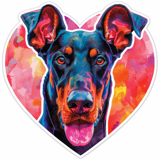 Doberman Pinscher Dog majestic Expressive surreal Vinyl Decal Sticker for Car, Laptop, Tumbler and more # F019604-4" x 4"