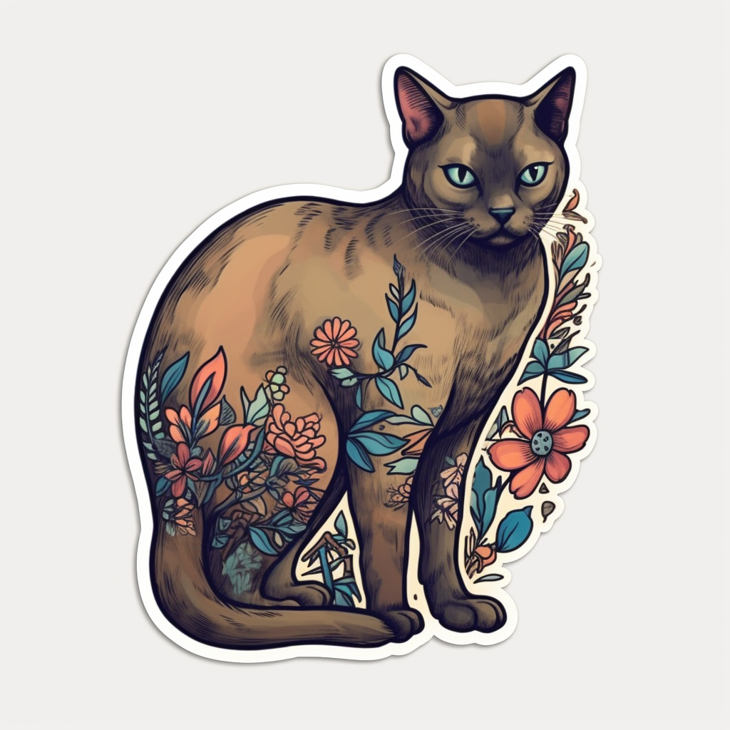 Burmese Cat Vinyl Decal Sticker for Car, Laptop, Tumbler and more # F010735