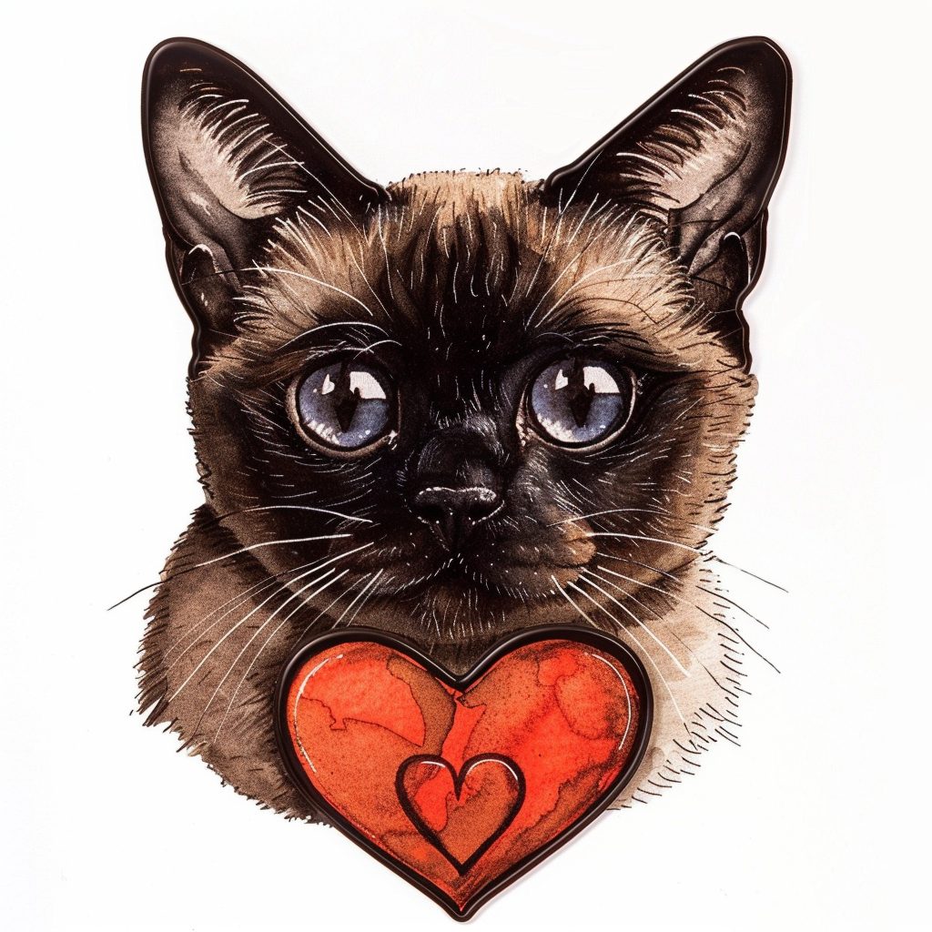 Burmese Cat heartcore Vinyl Decal Sticker for Car, Laptop, Tumbler and more # F010976