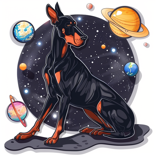 Cute and Adorable Doberman Pinscher Expressive surreal Vinyl Decal Sticker for Car, Laptop, Tumbler and more # F019667-4" x 4"