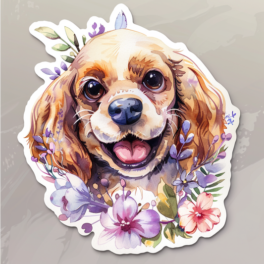 Adorable Cocker Spaniel Dog Expressive surreal Vinyl Decal Sticker for Car, Laptop, Tumbler and more # F019962-4" x 4"