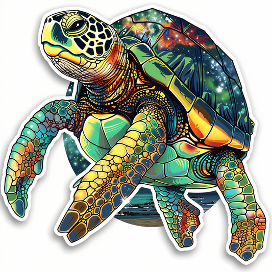 turtle majestic Expressive surreal Vinyl Decal Sticker for Car, Laptop, Tumbler and more # F021948-4" x 4"