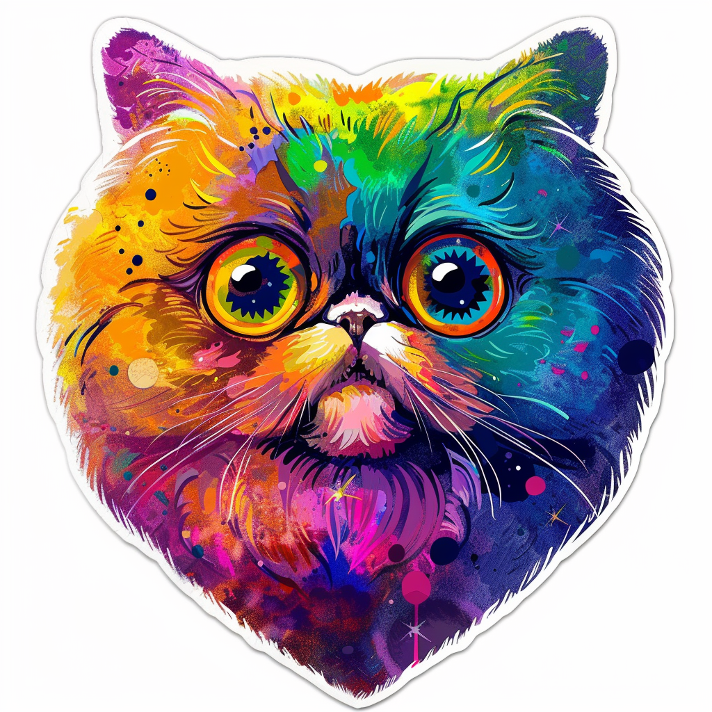 Sticker of a Persian Cat Expressive surreal Vinyl Decal Sticker for Car, Laptop, Tumbler and more # F016401