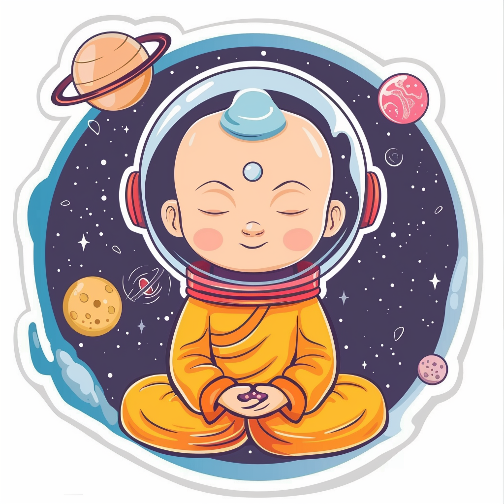 Sticker of a Cute and Adorable Buddha full body space Expressive surreal Vinyl Decal Sticker for Car, Laptop, Tumbler and more # F017185