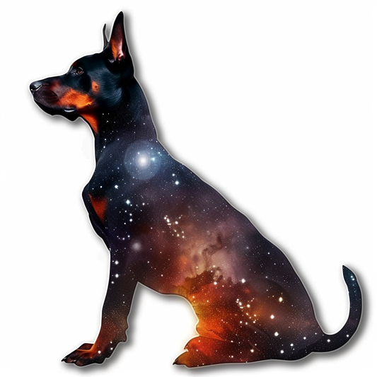 Doberman Pinscher Dog galaxy majestic Expressive surreal Vinyl Decal Sticker for Car, Laptop, Tumbler and more # F019514-4" x 4"