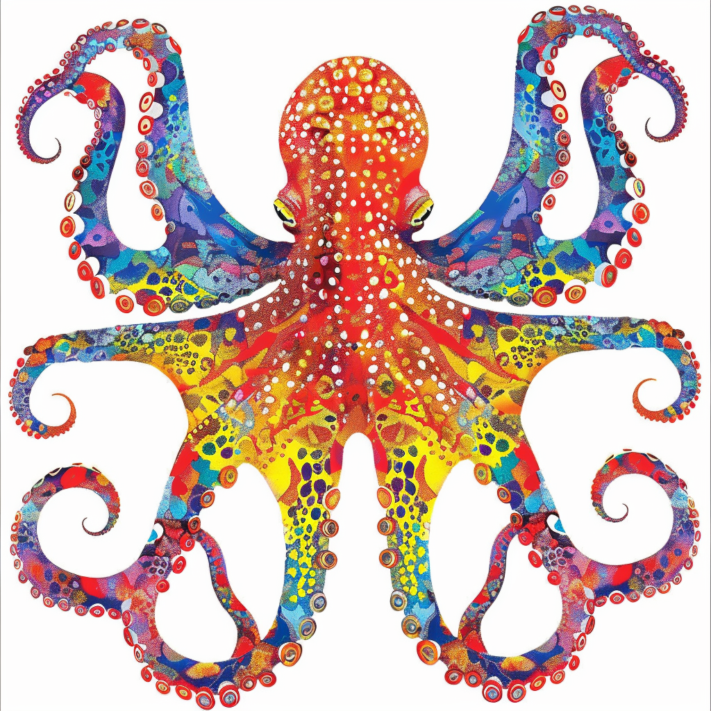 Sticker of a Octopus heartcore majestic Expressive surreal Vinyl Decal Sticker for Car, Laptop, Tumbler and more # F015484