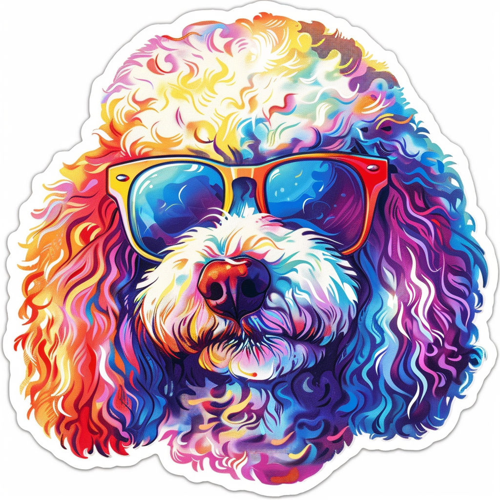 Poodle Dog wearing sunglasses Vinyl Decal Sticker for Car, Laptop, Tumbler and more # F012430
