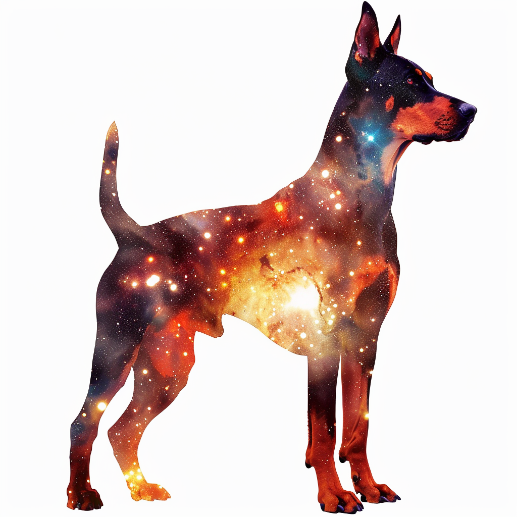 Doberman Pinscher Dog galaxy majestic Expressive surreal Vinyl Decal Sticker for Car, Laptop, Tumbler and more # F019511-4" x 4"