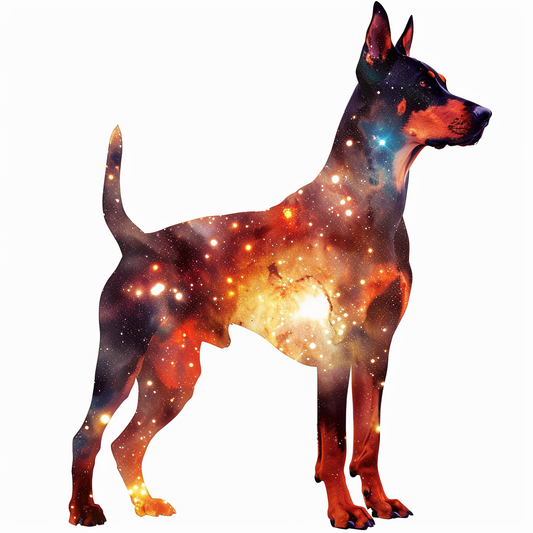 Doberman Pinscher Dog galaxy majestic Expressive surreal Vinyl Decal Sticker for Car, Laptop, Tumbler and more # F019511-4" x 4"
