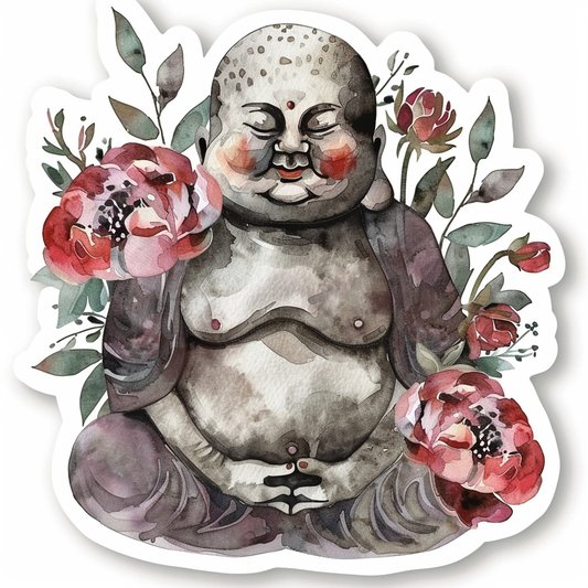 Adorable Buddha Expressive surreal Vinyl Decal Sticker for Car, Laptop, Tumbler and more # F017156