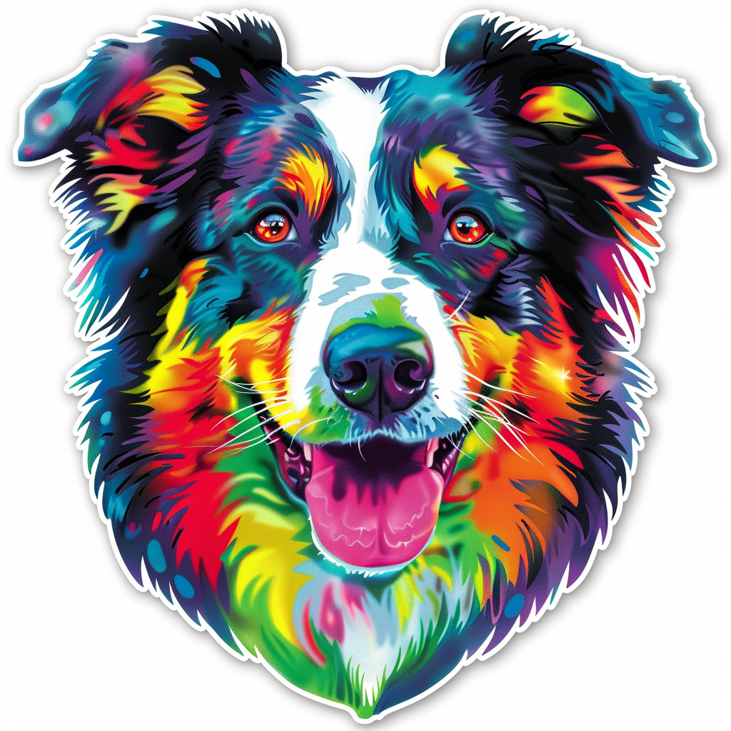 Border Collie Dog majestic Expressive surreal Vinyl Decal Sticker for Car, Laptop, Tumbler and more # F021868-4" x 4"