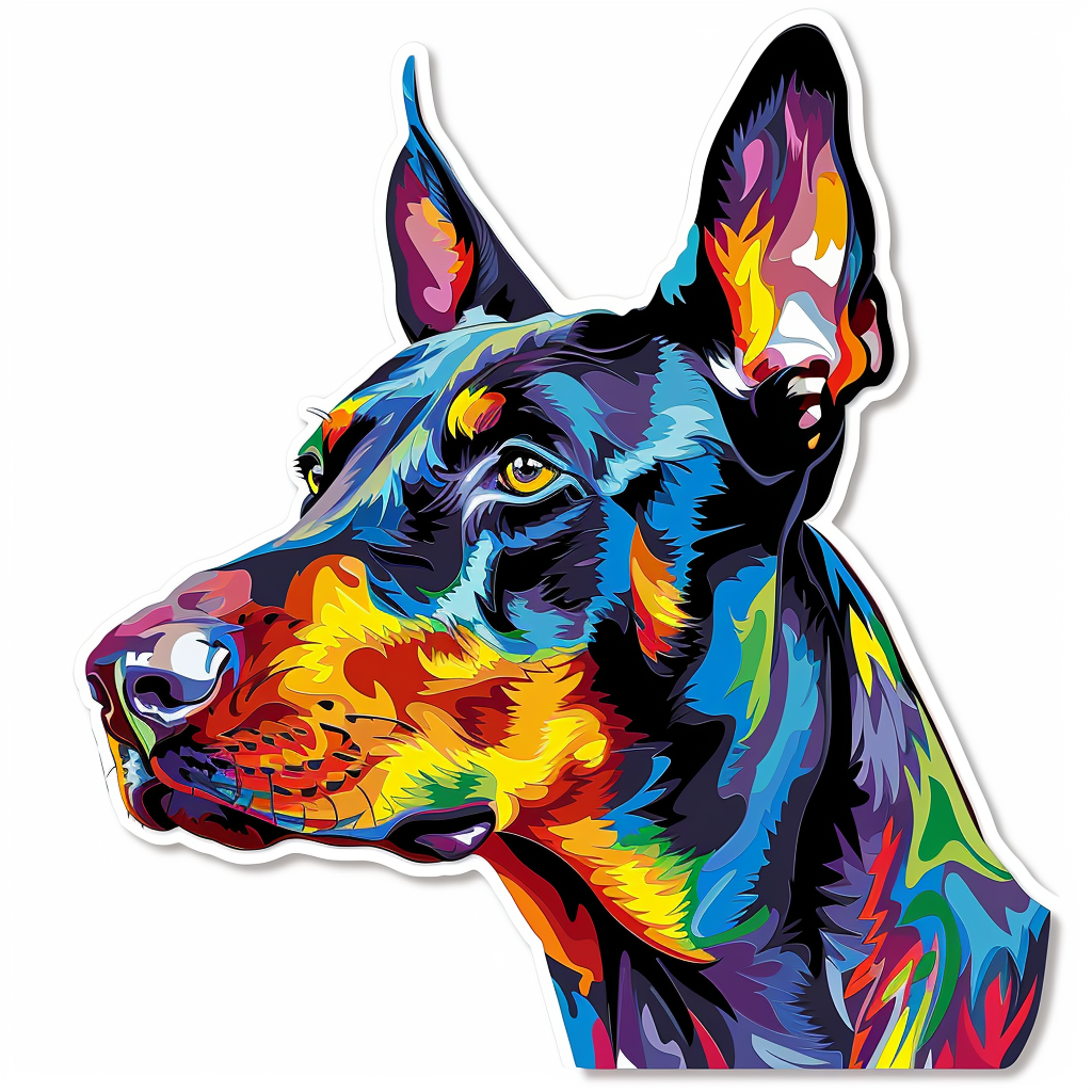 Sticker of a Doberman Pinscher Dog majestic Expressive surreal Vinyl Decal Sticker for Car, Laptop, Tumbler and more # F019225