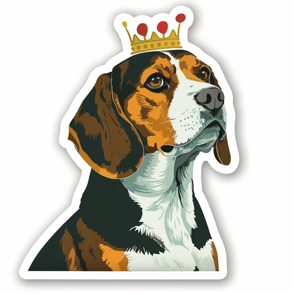 Beagle dog crowned Vinyl Decal Sticker for Car, Laptop, Tumbler and more # F011884