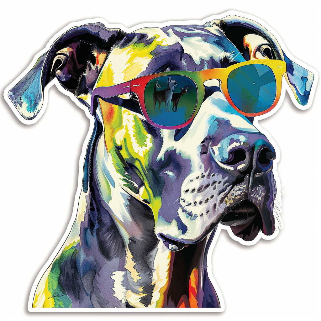 Adorable Great Dane Dog Expressive surreal Vinyl Decal Sticker for Car, Laptop, Tumbler and more # F018086