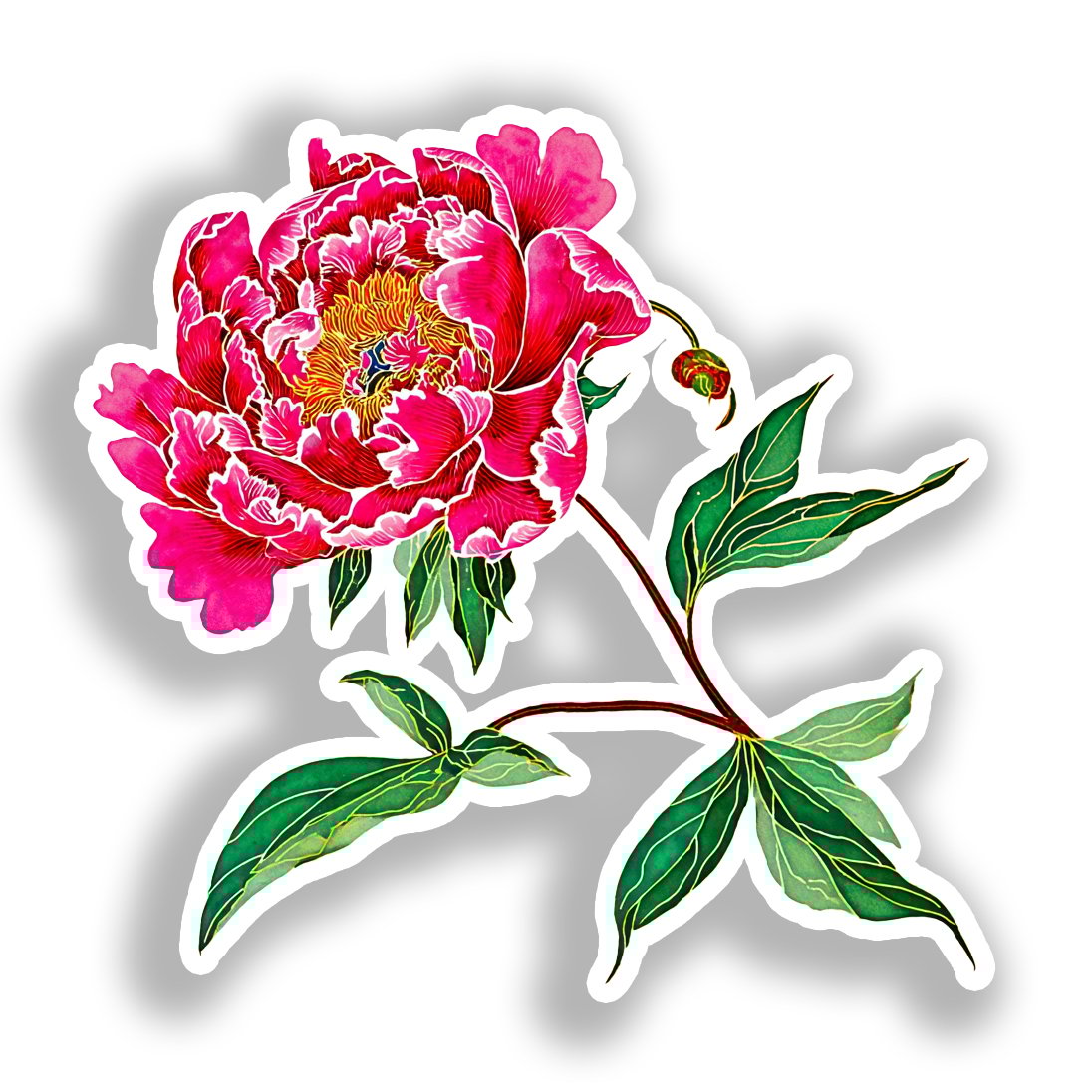 Peony Flower Vinyl Decal Sticker for Car, Laptop, Tumbler and more # A019278-4" x 4"