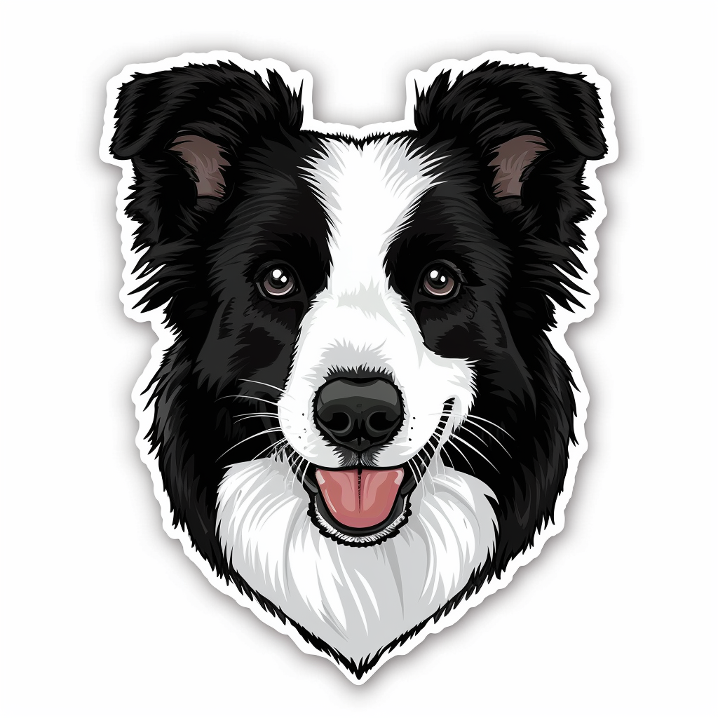 Border Collie Dog majestic Expressive surreal Vinyl Decal Sticker for Car, Laptop, Tumbler and more # F021848-4" x 4"