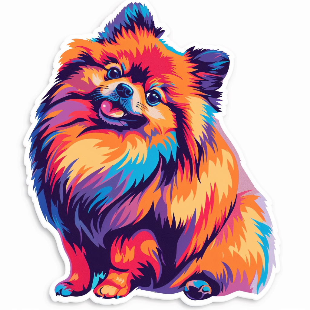 Sticker of a Pomeranian Dog majestic Expressive surreal Vinyl Decal Sticker for Car, Laptop, Tumbler and more # F013822