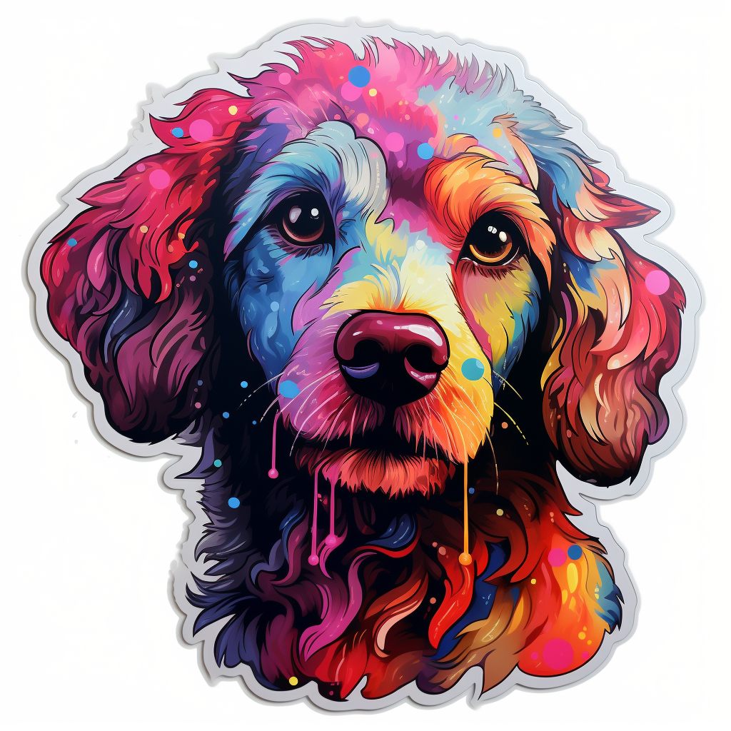 Poodle dog modern neon graffiti Vinyl Decal Sticker for Car, Laptop, Tumbler and more # F012222