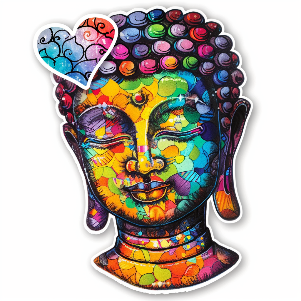 Sticker of a Buddha majestic Expressive surreal Vinyl Decal Sticker for Car, Laptop, Tumbler and more # F017211