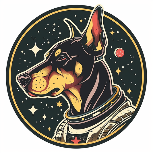 Cute and Adorable Doberman Pinscher Expressive surreal Vinyl Decal Sticker for Car, Laptop, Tumbler and more # F019288-4" x 4"