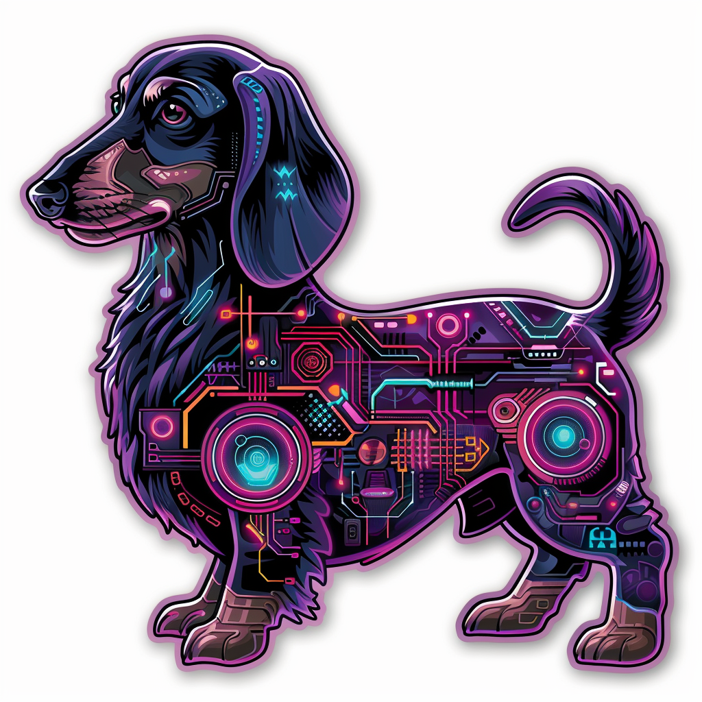Dachshund Dog cyber punk Vinyl Decal Sticker for Car, Laptop, Tumbler and more # F012867