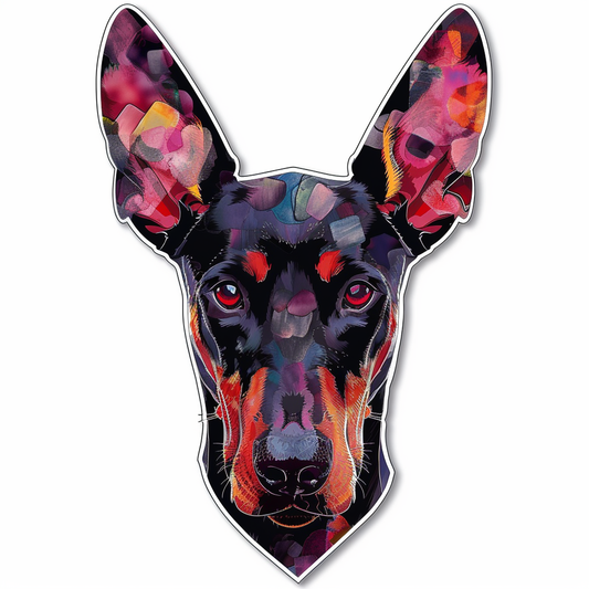 Doberman Pinscher Dog majestic Expressive surreal Vinyl Decal Sticker for Car, Laptop, Tumbler and more # F019507-4" x 4"