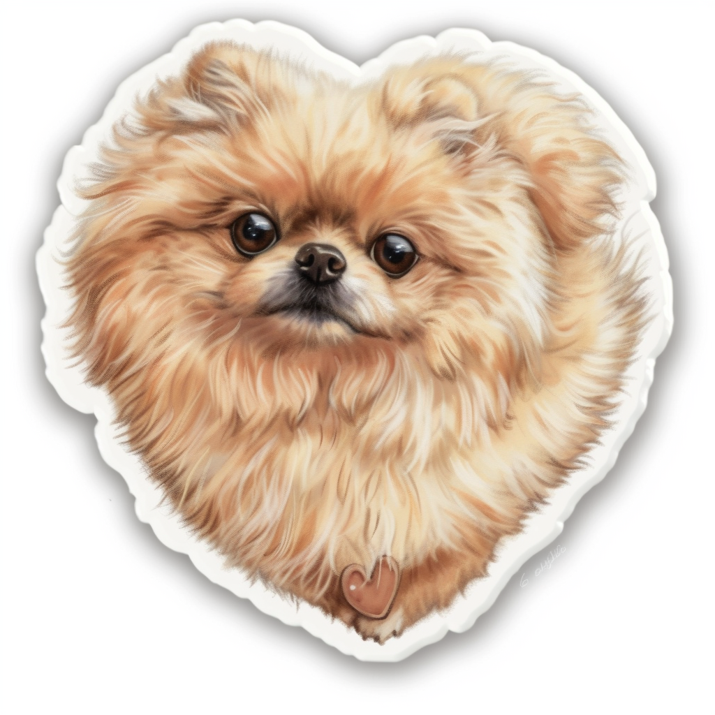Sticker of a Pomeranian Dog majestic Expressive surreal Heartcore Vinyl Decal Sticker for Car, Laptop, Tumbler and more # F014043