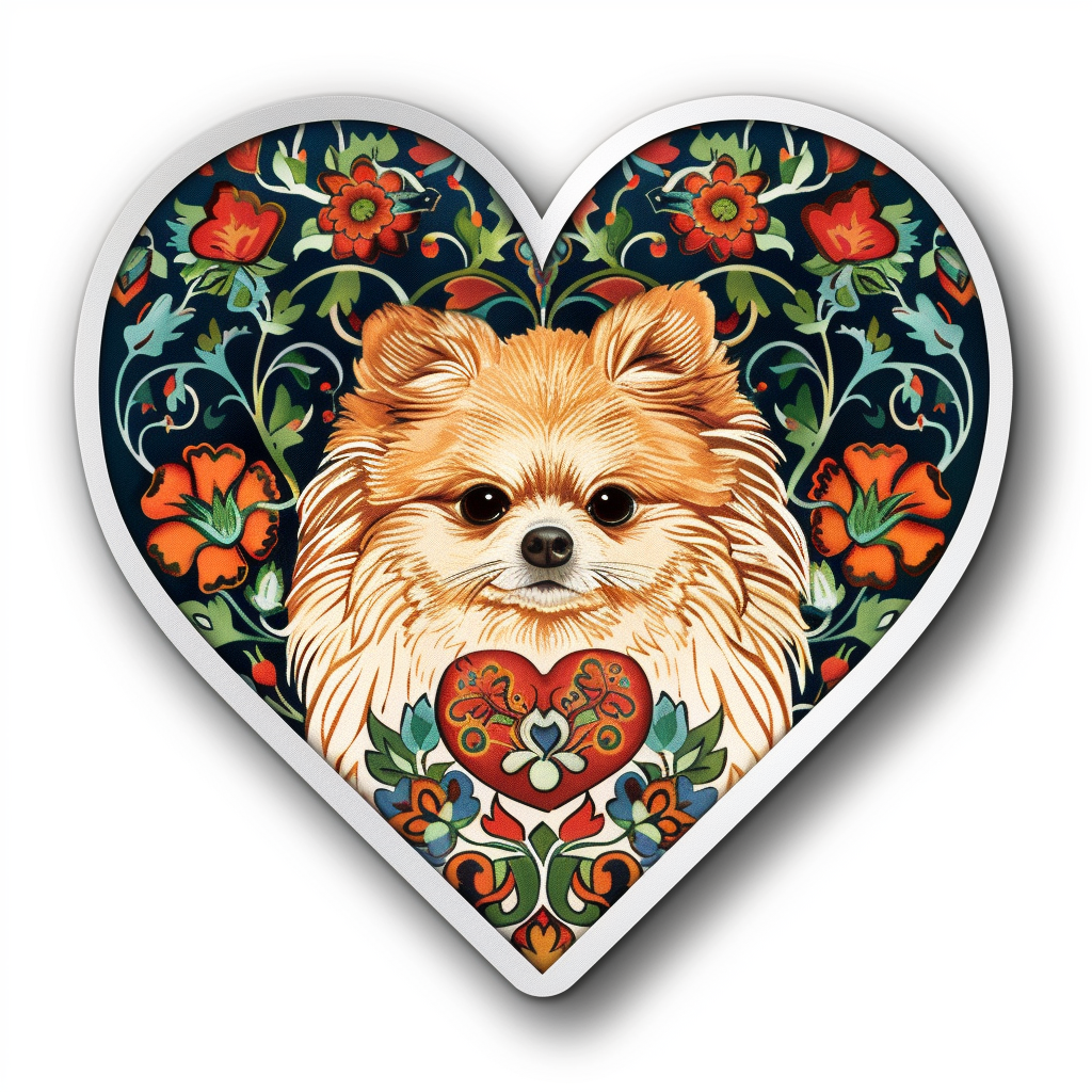 Sticker of a Pomeranian Dog majestic Expressive surreal Heartcore Vinyl Decal Sticker for Car, Laptop, Tumbler and more # F014123