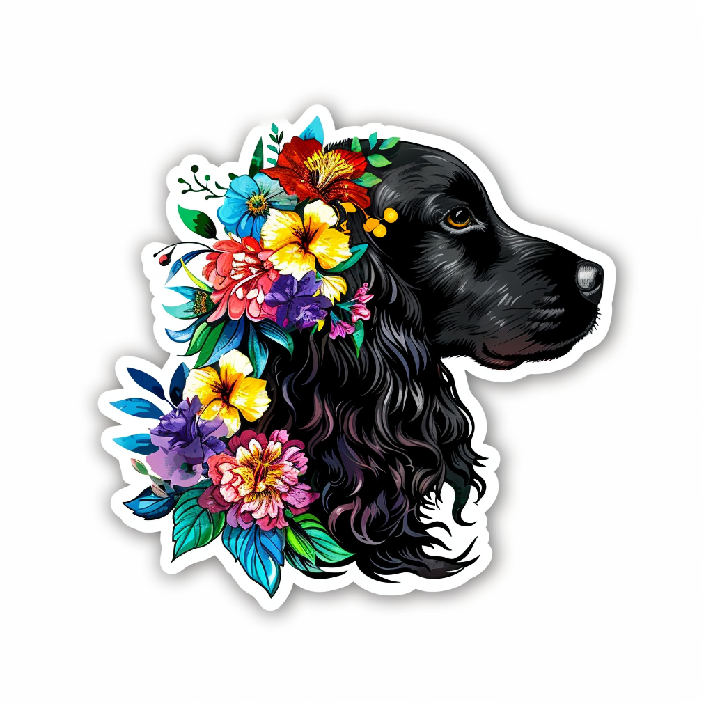 Cocker Spaniel Dog floral majestic Expressive surreal Vinyl Decal Sticker for Car, Laptop, Tumbler and more # F020087-4" x 4"
