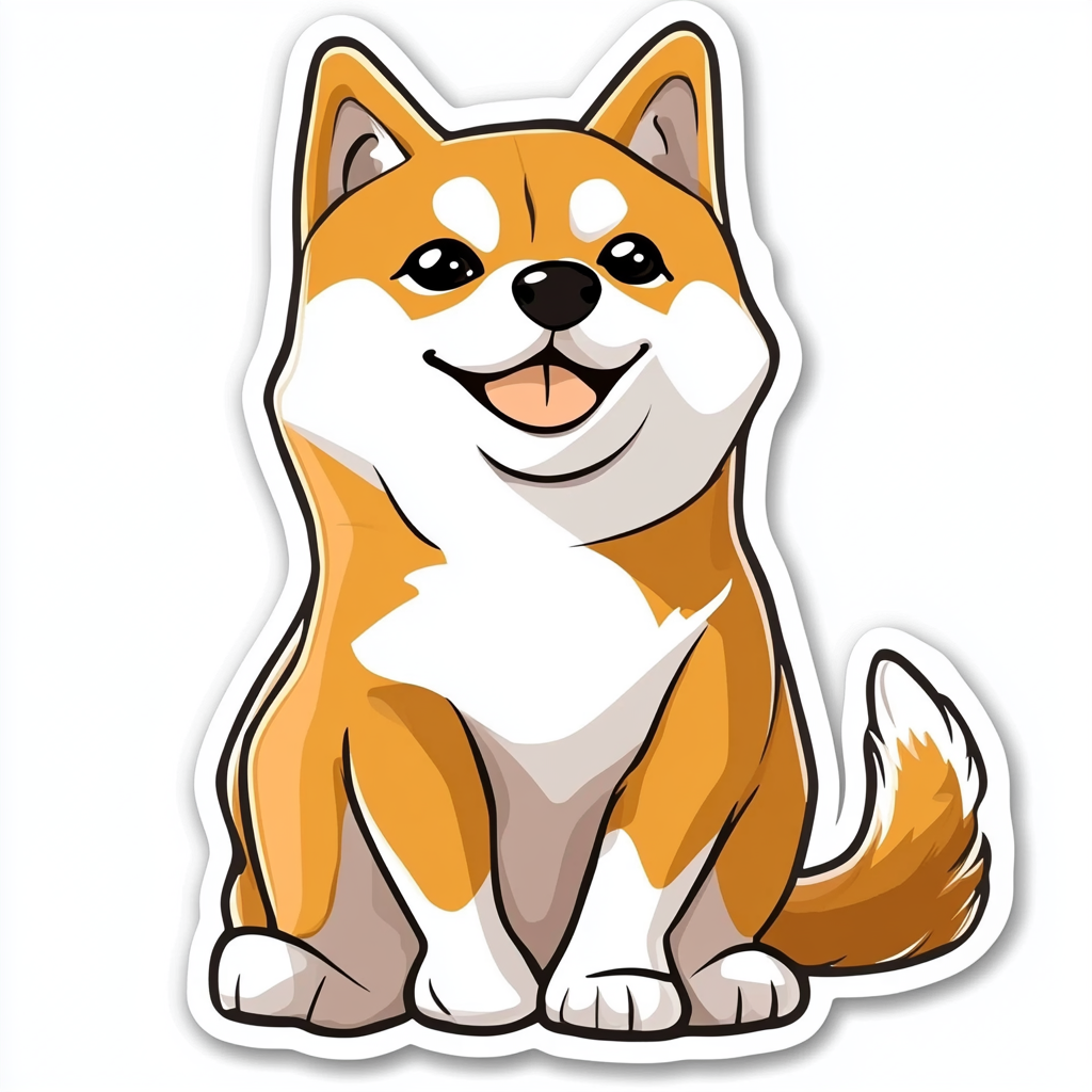 Shiba Inu sticker cartoon style Expressive surreal Vinyl Decal Sticker for Car, Laptop, Tumbler and more # F025837