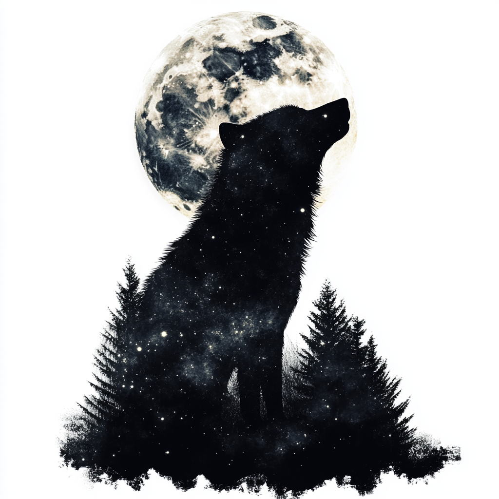 Wolf Moon and Stars Vinyl Decal Sticker for Car, Laptop, Tumbler and more # F025695