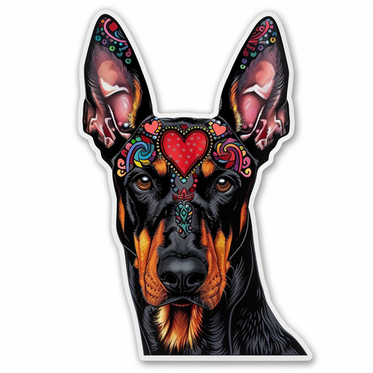 Doberman Pinscher Dog majestic Expressive surreal Vinyl Decal Sticker for Car, Laptop, Tumbler and more # F019534-4" x 4"