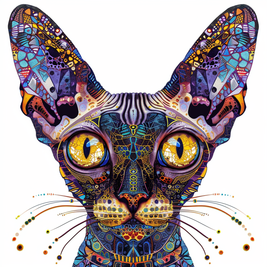 Adorable Cornish Rex Cat Expressive surreal Vinyl Decal Sticker for Car, Laptop, Tumbler and more # F021472-4" x 4"