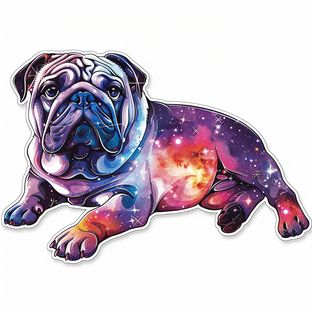 Bulldog Dog galaxy majestic Expressive surreal Vinyl Decal Sticker for Car, Laptop, Tumbler and more # F017499