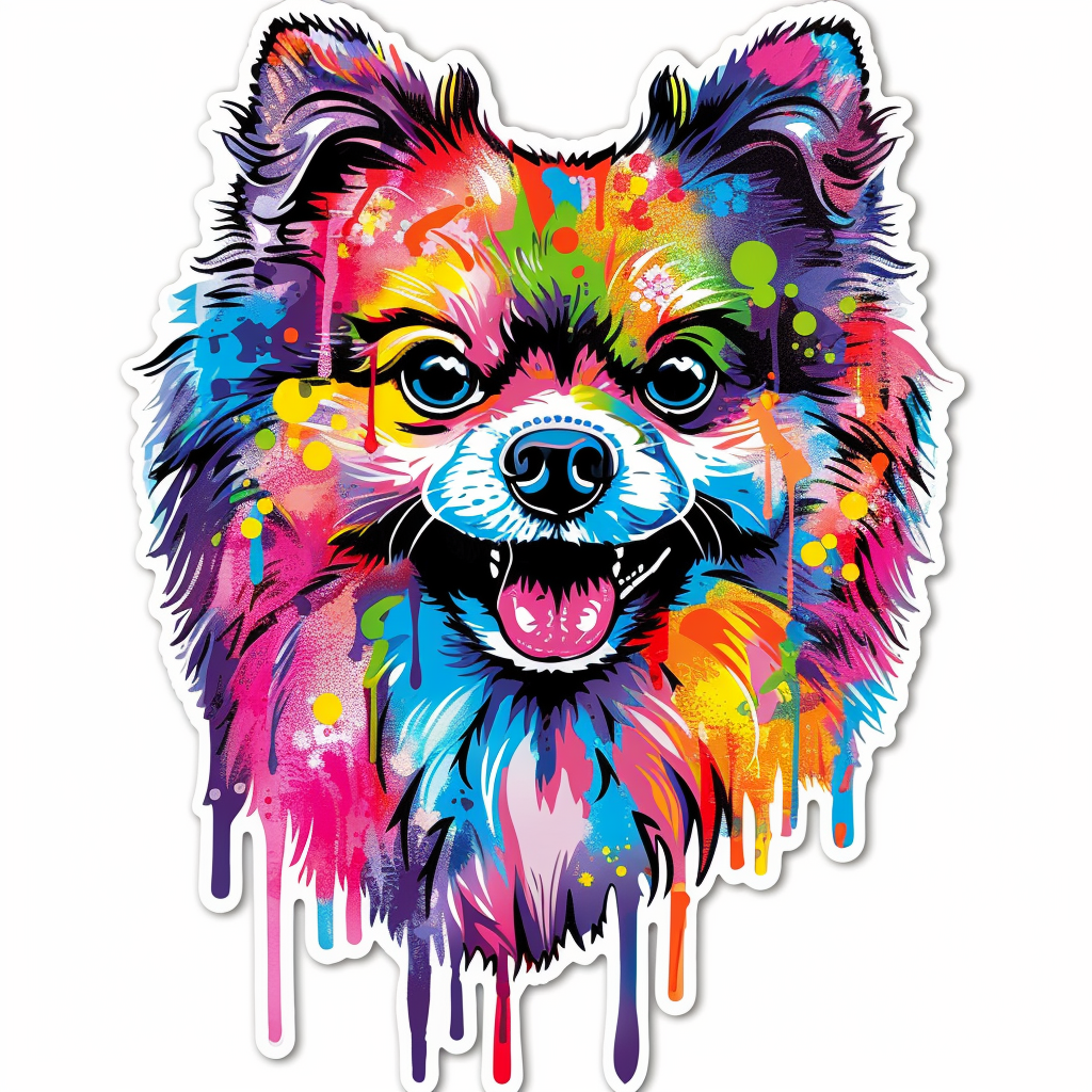 Sticker of a Pomeranian Dog majestic Expressive surreal Vinyl Decal Sticker for Car, Laptop, Tumbler and more # F013779