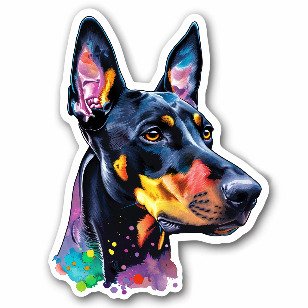 Cute and Adorable Doberman Pinscher Expressive surreal Vinyl Decal Sticker for Car, Laptop, Tumbler and more # F019472-4" x 4"