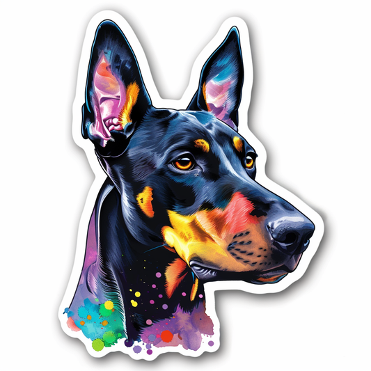 Cute and Adorable Doberman Pinscher Expressive surreal Vinyl Decal Sticker for Car, Laptop, Tumbler and more # F019472-4" x 4"