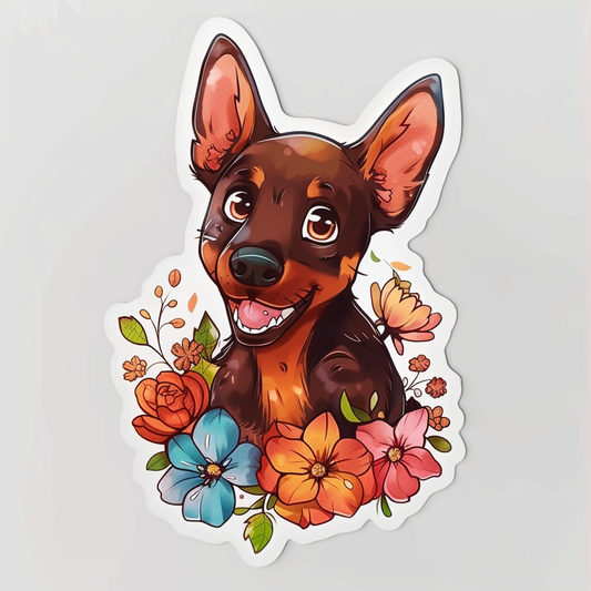 Adorable Doberman Pinscher Dog with Expressive surreal Vinyl Decal Sticker for Car, Laptop, Tumbler and more # F019689-4" x 4"