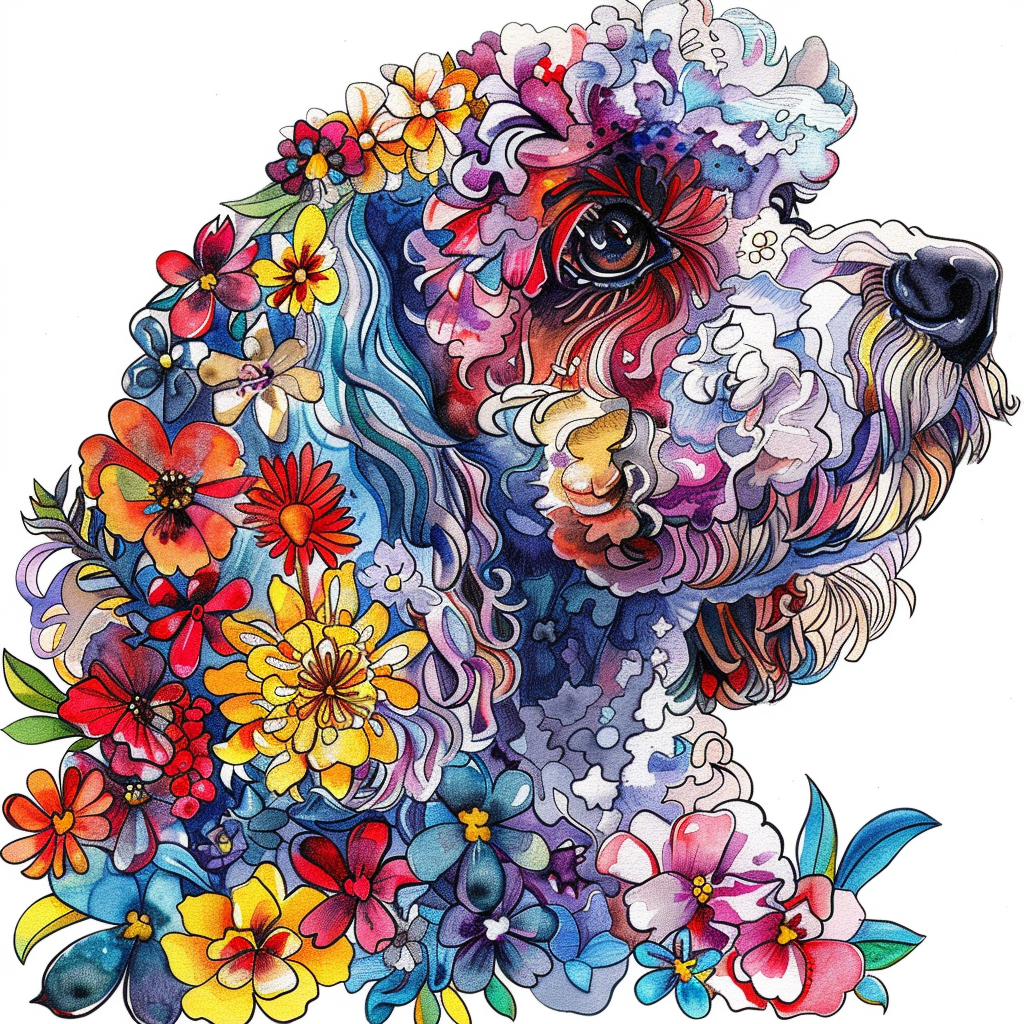 Poodle Dog floral Vinyl Decal Sticker for Car, Laptop, Tumbler and more # F012484