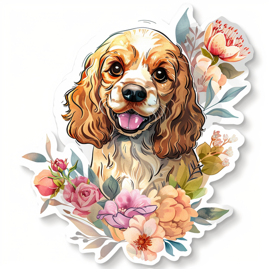 Adorable Cocker Spaniel Dog Expressive surreal Vinyl Decal Sticker for Car, Laptop, Tumbler and more # F019967-4" x 4"