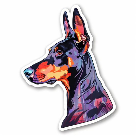 Cute and Adorable Doberman Pinscher Expressive surreal Vinyl Decal Sticker for Car, Laptop, Tumbler and more # F019494-4" x 4"
