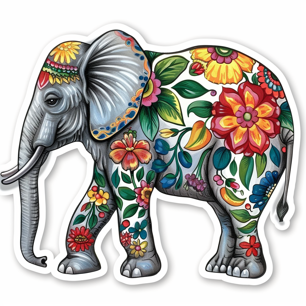Elephant Expressive surreal Vinyl Decal Sticker for Car, Laptop, Tumbler and more # F022263-4" x 4"