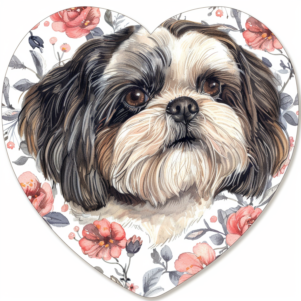 Adorable Shih Tzu Dog Expressive surreal Vinyl Decal Sticker for Car, Laptop, Tumbler and more # F018227