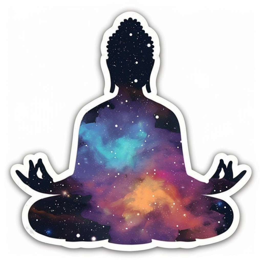 Buddha galaxy majestic Expressive surreal Vinyl Decal Sticker for Car, Laptop, Tumbler and more # F017129