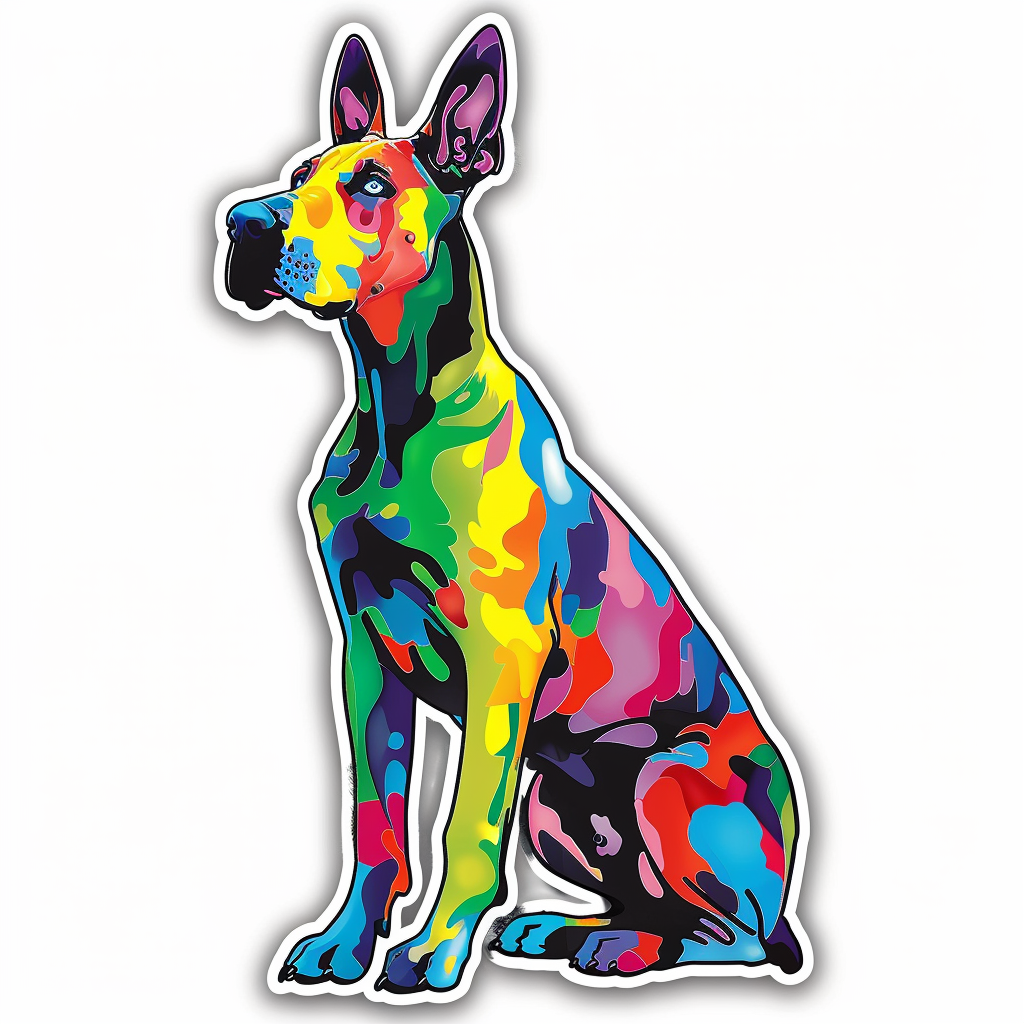 Adorable Great Dane Dog Expressive surreal Vinyl Decal Sticker for Car, Laptop, Tumbler and more # F017941