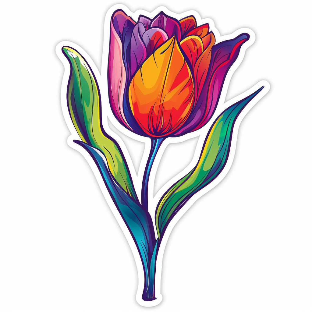 Sticker of a Tulip flower Vinyl Decal Sticker for Car, Laptop, Tumbler and more # F023460