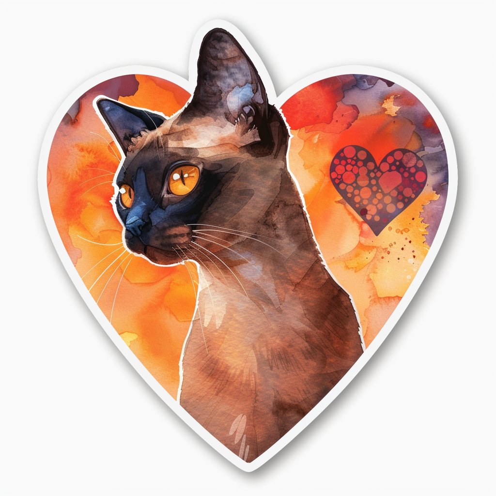 Burmese Cat heartcore Vinyl Decal Sticker for Car, Laptop, Tumbler and more # F010992